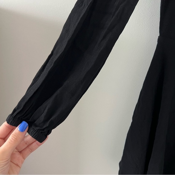 Lovers and Friends Black V Neck Mini Cocktail Dress Long Sleeve Fit and Flare - Picture 5 of 9